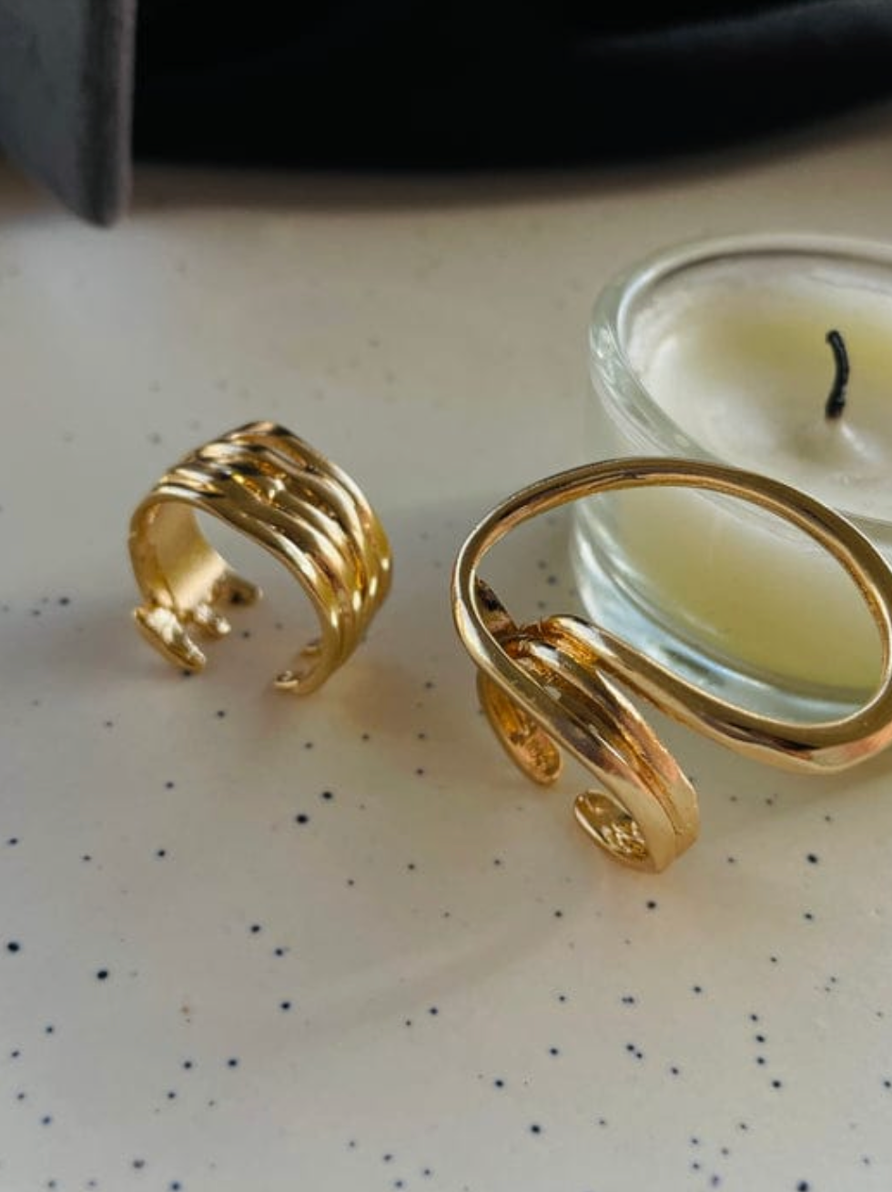 SOJI - Set of 2 Bold Gold-Plated Statement Rings