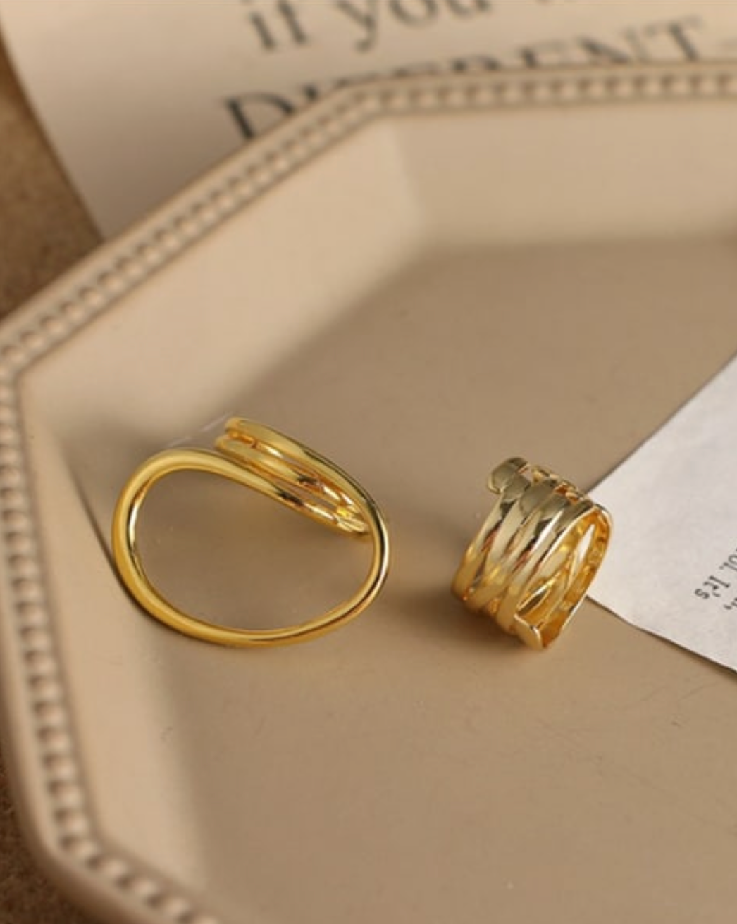 SOJI - Set of 2 Bold Gold-Plated Statement Rings