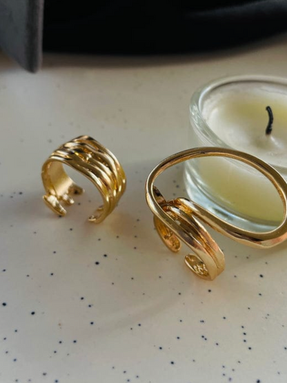 SOJI - Set of 2 Bold Gold-Plated Statement Rings