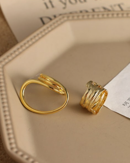SOJI - Set of 2 Bold Gold-Plated Statement Rings